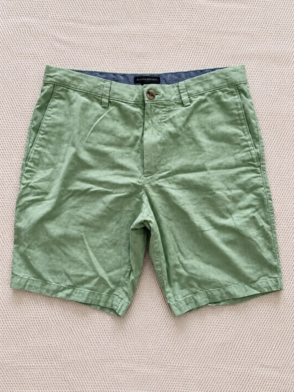 Banana Republic Shorts 33 Sage Green Cotton Linen